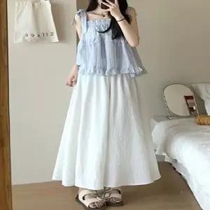 와이드 플리츠 주름 밴딩 팬츠 치마바지 캐주얼 (HSJ-WFIDRBF)