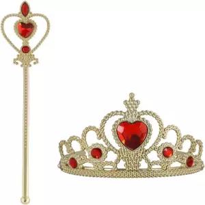 빅룬 프린세스 드레스업 액세서리 2PCS 크라운 및 소녀들을 위한 지팡이 보석 선물 세트 크리스마스