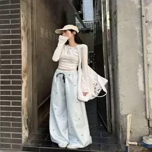 여자 발레코어 하이웨스트 리본 밴딩 와이드팬츠 (HSJ-WFHRTNG)