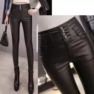 F006977_(기모)버튼포인트 코팅스키니팬츠 바지 레더 (HSJ-WCF9D21)