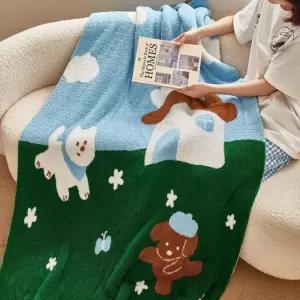 [당일출고] 도그 하우스 고급 극세사 담요 귀여운 강아지 애착 이불 침대 소파 블랭킷 130x170cm