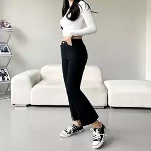 여성 긴바지 나팔바지 앞트임 팬츠 밴딩 스판 부츠컷 (HSJ-WCF4406)