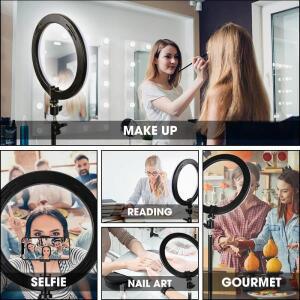 12인치 LED 링 라이트  조명 삼각대 스탠드가 핸드폰 Youtube TikTok Video Live 용 호환 USB 라운드 필 램