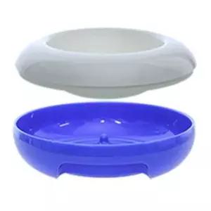 [RIZPICK]강아지 밥그릇 고양이 식기 애견 물그릇 블루화이트 M