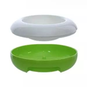 [RIZPICK]강아지 밥그릇 고양이 식기 애견 물그릇 그린화이트 M