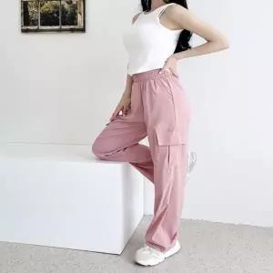 여자 4컬러 아이스 쿨 여름 와이드핏 카고 밴딩팬츠 (HSJ-WFGNKJF)