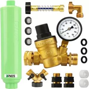 RVING RV 수압 조절기 및 필터 키트 올인원 무연 담수 완전 식수 연결 캠핑카 트레일러