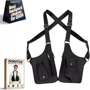 남성 언더암용 가죽 더블 숄더 겨드랑이 가방 홀스테 조끼 조절 가능한 블랙