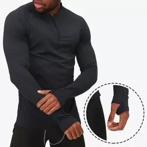 남성 반집업 긴팔 티셔츠 피트니스 운동복 상의