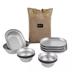 [하프클럽/]캠핑 무광 스텐 10P 식기 가방세트 백패킹 접시 그릇