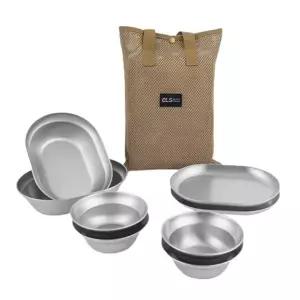 [하프클럽/]캠핑 무광 스텐 8P 식기 가방세트 백패킹 접시 그릇