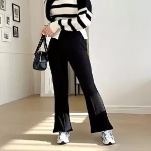 여성 겨울 방한 부츠컷팬츠 밍크털 핀턱 나팔바지 (HSJ-WFFQ68S)