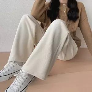 여자 겨울 여행 나들이 룩 기모 안감 밴딩 골지 팬츠 (HSJ-WFHO0TM)