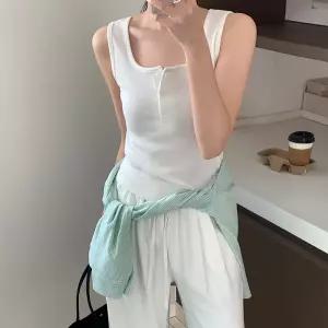 [코코블랑] 아망 버튼 골지 슬리브리스