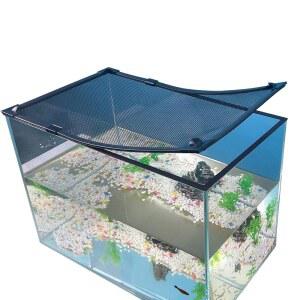 RODENET 마그네틱 어항 커버 그물 수족관 뚜껑 메쉬 상단 후드를 모든 크기의 환기 투명도로 잘라내어 점프 방지 수족관 커버 39 X19