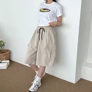 여자 립스탑 카고 반바지 5부 숏팬츠 밴딩팬츠 데일리 (HSJ-WEF106B)