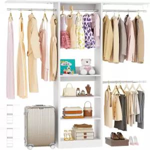 베시오스트 48인치 옷장 정리 시스템 4개의 걸이봉과 3개의 선반이 있는 소형 위한 4FT 80인치 높이의 및