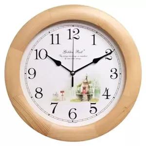 벽걸이 원목 시계 실내 인테리어 32센티 조용한 홈카페 소품 연갈색
