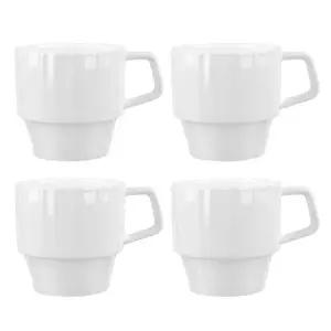 화이트 무광 세라믹 컵 4개 세트 내열성 찻잔 커피잔