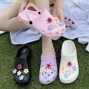 여성 발편한 에바 펀칭 지비츠플라워 여름 쿠션슬리퍼