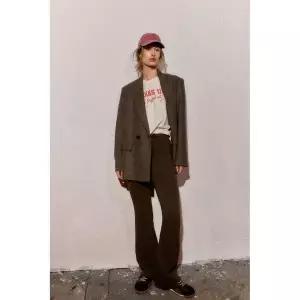 zara 자라 인터락 플레어 팬츠 - 브라운 121986