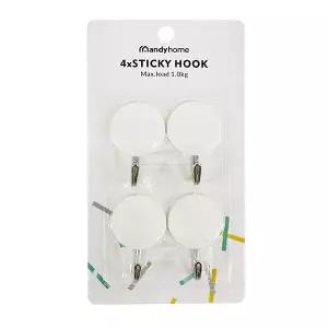 스티커 원형 M-10952 4P 후크 행거 옷걸이 철고리