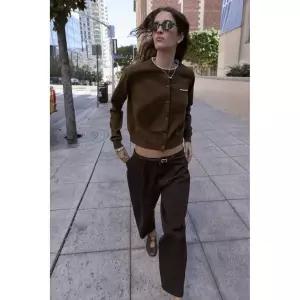 zara 자라 콤비 니트 재킷 - 브라운 122061