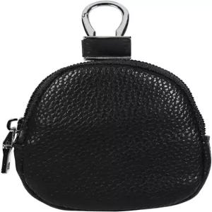 만다크 자동차 키 포브 케이스 금속 후크와 지퍼가 달린 가죽 원격 체인 코인 홀더 차량 보호 가방