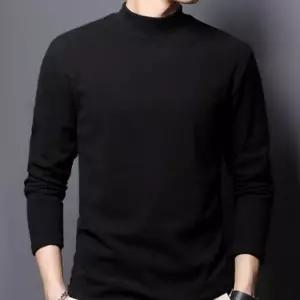 남성 티셔츠 긴팔 무지 목폴라 목티 블랙 하프넥