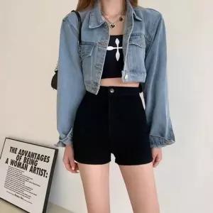 핫팬츠 하이웨이스트 슬림핏 여름반바지 숏팬츠 (HSJ-WFGYDYJ)