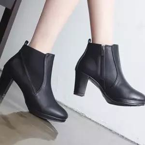 밴딩부츠 국내제작 가보시 밴드 옆지퍼 고리 여성 앵클 통굽힐Y