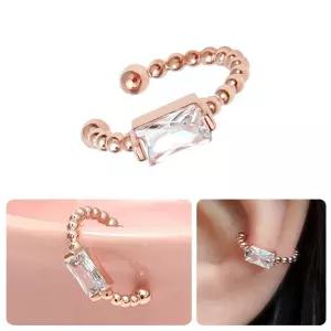 14KGP 큐빅 기본 사각 링 귀찌 이어커프 로즈골드