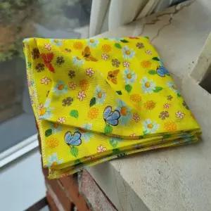 (꽃나비 노랑) 국산 면 스카프/손수건/반다나-개별포장-도매매가능-동일가격선택묶음가능