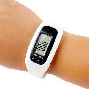 화이트 만보기 손목 전자시계 만보기 시계형만보기 만보기워치형 만보계