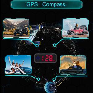 차량용 호환 헤드업 HD 디스플레이 GPS 속도계 KMH 디지털 앞유리 프로젝터 나침반 포함  LED