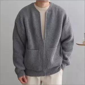훈남룩 아우터 니트집업 남자 가디건 라운드넥 3컬러 루즈핏