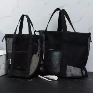 사우나 아이보리 넉넉한 대형 수납 가방 메쉬 수영장 목욕 휴대용