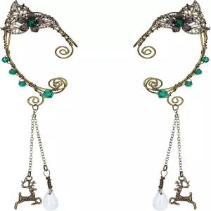 프레시미 요정 엘프 이어 커프스 - 여성 르네상스 의상을 위한 수제 청동 앤티크 빈티지 드롭 달링 클립 랩