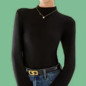 겨울 기모 반목 폴라 니트 라운드 이너 티 블랙 여성 니트티 여자 슬림 티셔츠 니트목