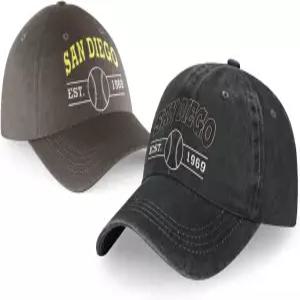 자수 시티 빈티지 클래식 2팩 워싱 데님 및 컬러 스냅백 캡 남성용 조절 가능한 팬 야구 모자