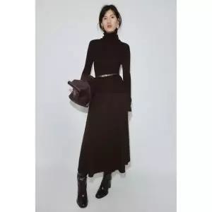 [국내배송] 자라 ZARA 100% 울 하이넥 벨트 스웨터 - 초콜렛 924192