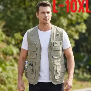 작업 조끼 현장 안전 유니폼 빅사이즈 10XL 남성 낚시 멀티 지퍼 포켓 민 자켓 재킷 카고 하이킹 아웃도어