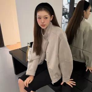 올리브데올리브 정가329,000오버핏 스웨이드 블루종 점퍼 OE6XJ8740 457174