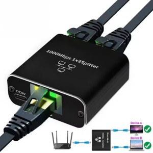 1~2 1000M Rj45 분배기 기가비트 이더넷 어댑터 인터넷 네트워크 케이블 연장기 커넥터 (PC TV 박스 라우터 공유기용)