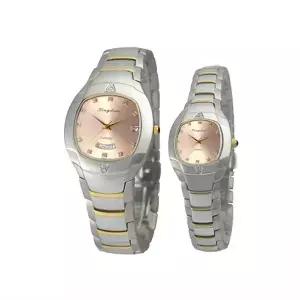 킹덤 고품격 천연 다이아몬드 커플 선물 명품 예물 고급 타원형 메탈 손목 시계 / KD4060RCD 