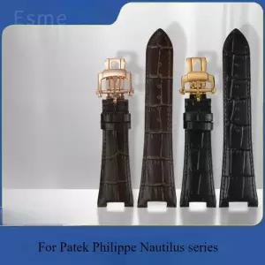 호환 시계줄 파텍 필립 노틸러스 시리즈용 클래식 암소 가죽 시계 밴드 오목한 스트랩 5711.5712.5726.5980