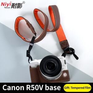 Canon R50V 카메라 가방 보호 케이스 리치 패턴 가죽 바닥 배터리 개방