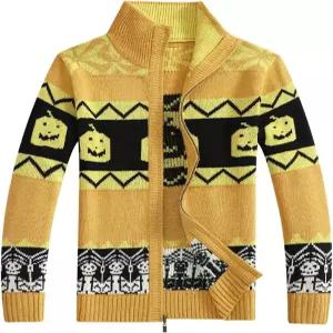 케데라 남성 가디건 스웨터 스탠드 칼라 케이블 두꺼운 니트 풀 집 패턴 포함