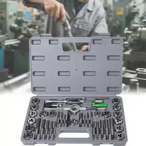 호환  40Pcs 탭 다이 세트 핸드 스레드 플 탭 핸드 스레딩 도구 나사 스레드 렌치 다이 키트 보관 케이스