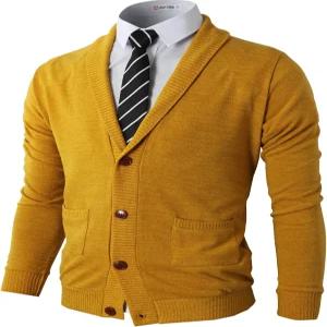H2H 남성 캐주얼 편안한 핏 가디건 스웨터 숄 칼라 소프트 패브릭